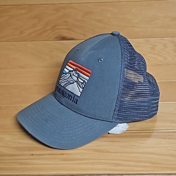 Patagonia Line Logo Ridge LOPRO Trucker Hat Plume Grey Low Crown Snapback - Picture 3 of 6